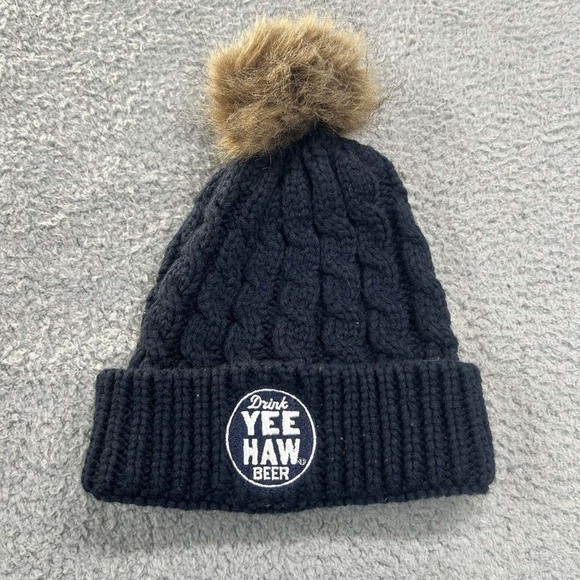 Yee Haw Beer Hat Men Pom Beanie One Size Apollo Brew - Picture 1 of 5
